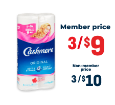 Cashmere 8 double rolls - Member price 3 for $9 - non member 3 for $10